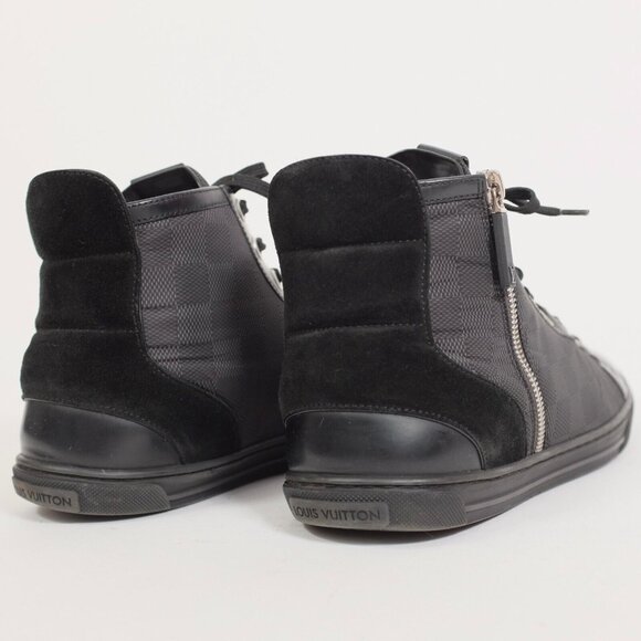 Louis Vuitton 8 US 9 black sneakers high top black Damier LOGO PRINT - Picture 2 of 14